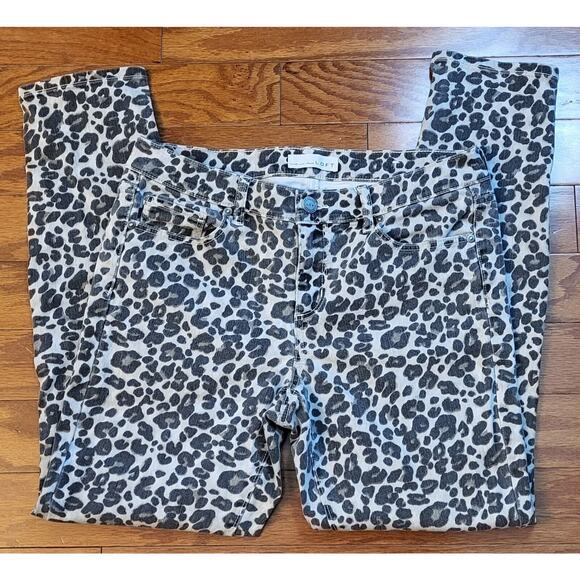 LOFT Women’s Modern Skinny Ankle Jeans Size 27 4 Gray Animal Print Stretch Denim - Picture 10 of 16